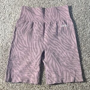 AYBL Dusty Mauve Zebra Jacquard High-Waist Bike Shorts